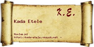 Kada Etele névjegykártya